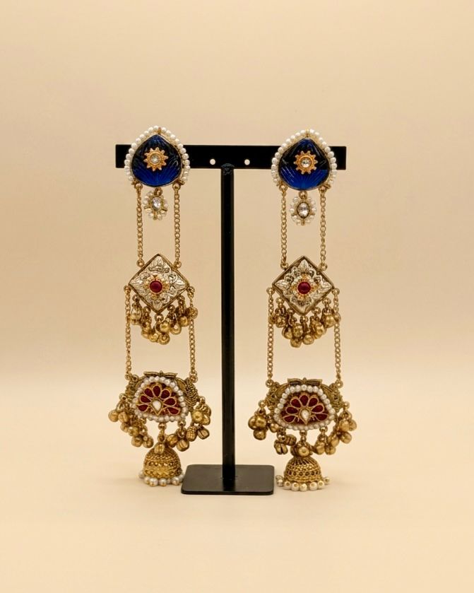 Gold plated long earrings