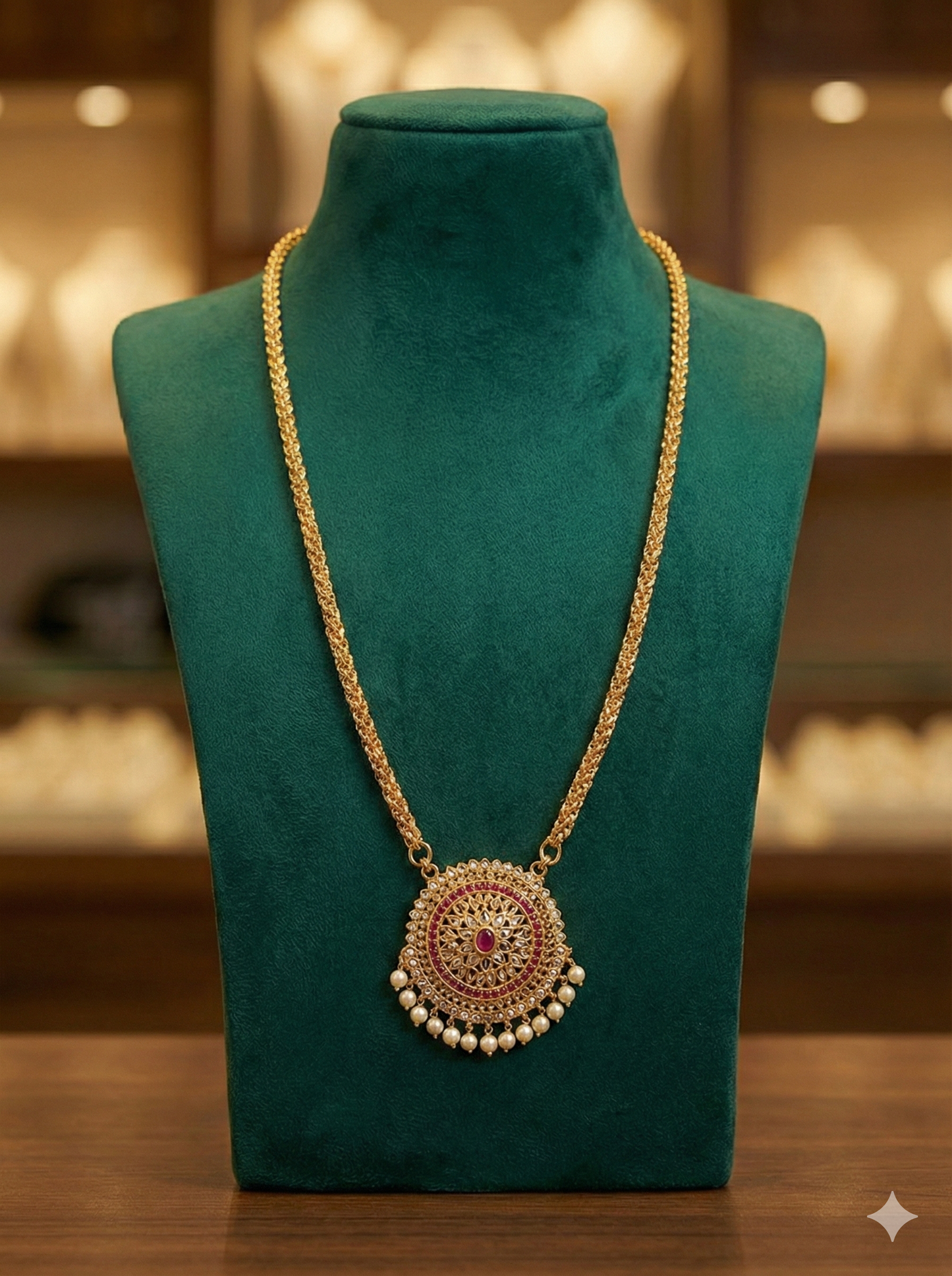 Gold plated long chain pendant