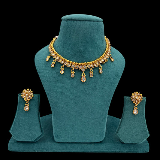 Gold plated polki necklace set