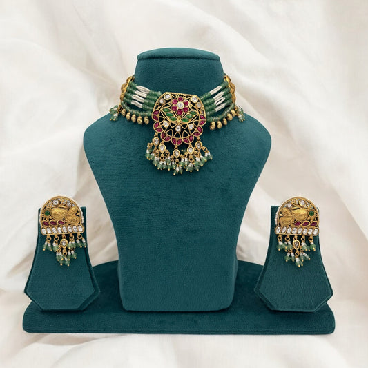 Green choker/necklace set