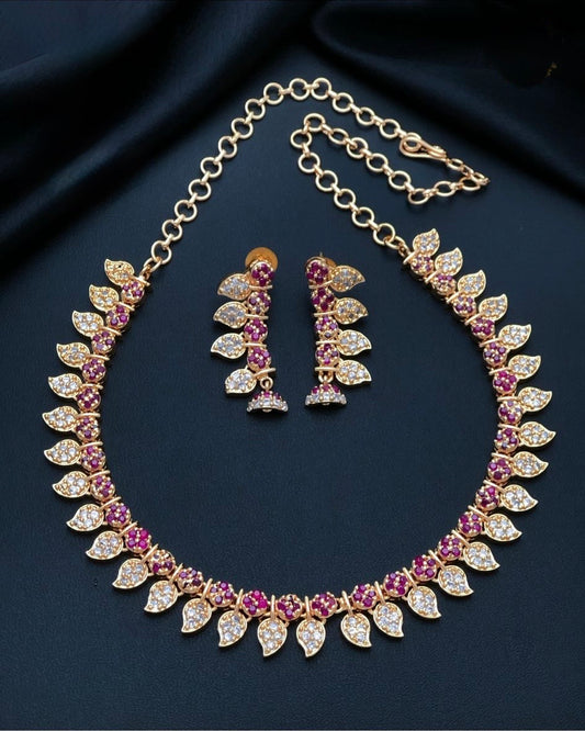 Gold plated American Diamond necklace set