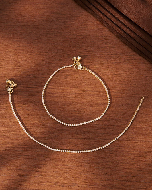 Cz gold plated anklets