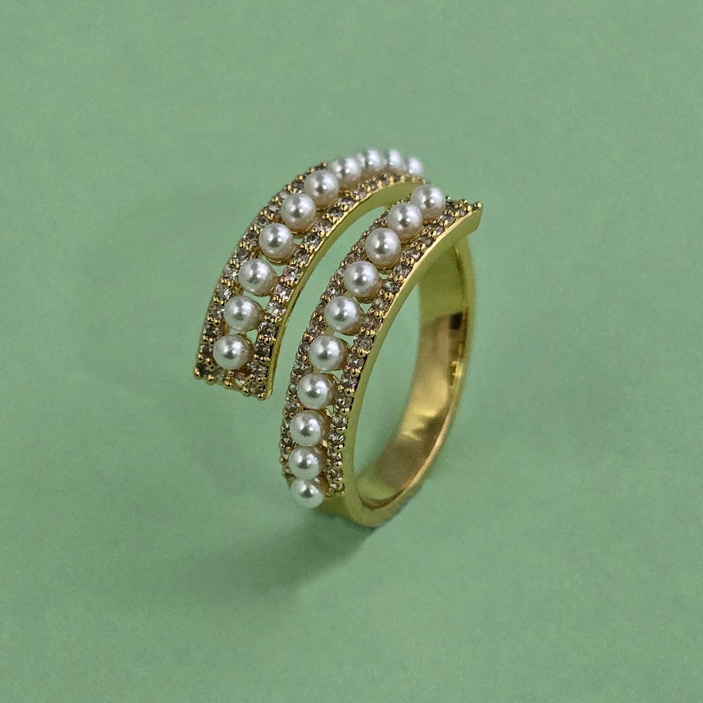 Gold plated pearls ring