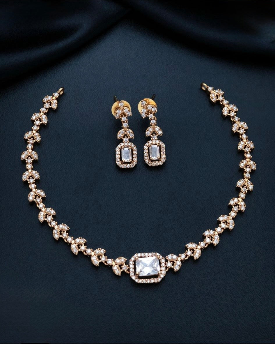 Gold plated American Diamond necklace set