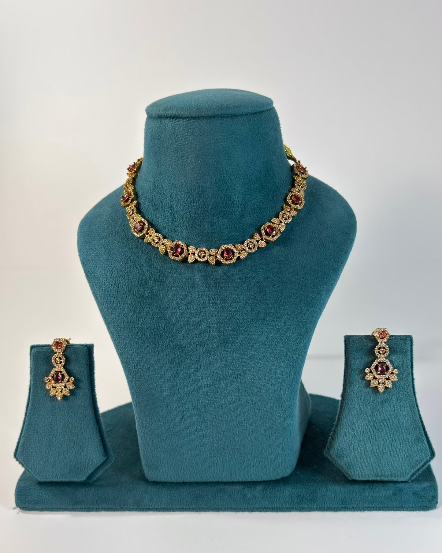 Gold plated American Diamond necklace set