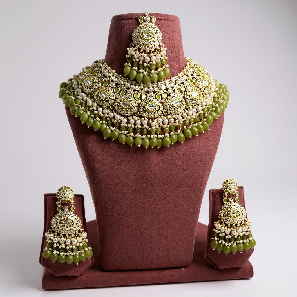 Gold plated beads necklace set