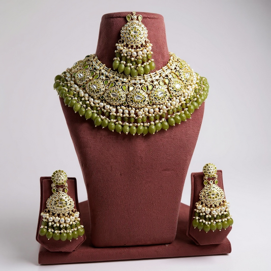 Gold plated beads necklace set