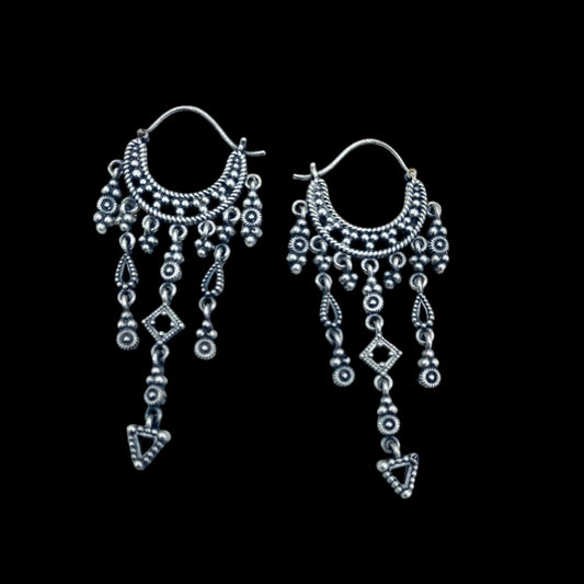 German silver hoop danglers