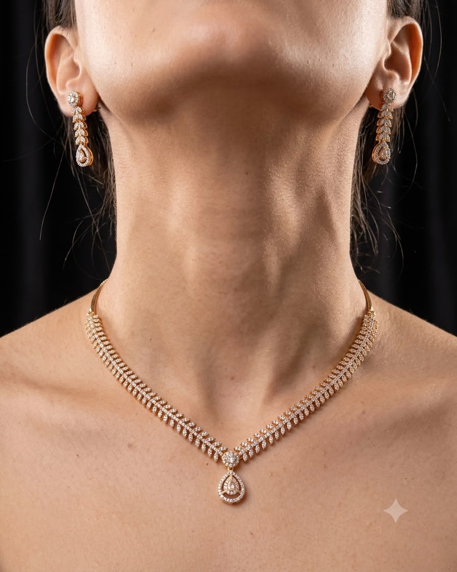 2tone American Diamond necklace set
