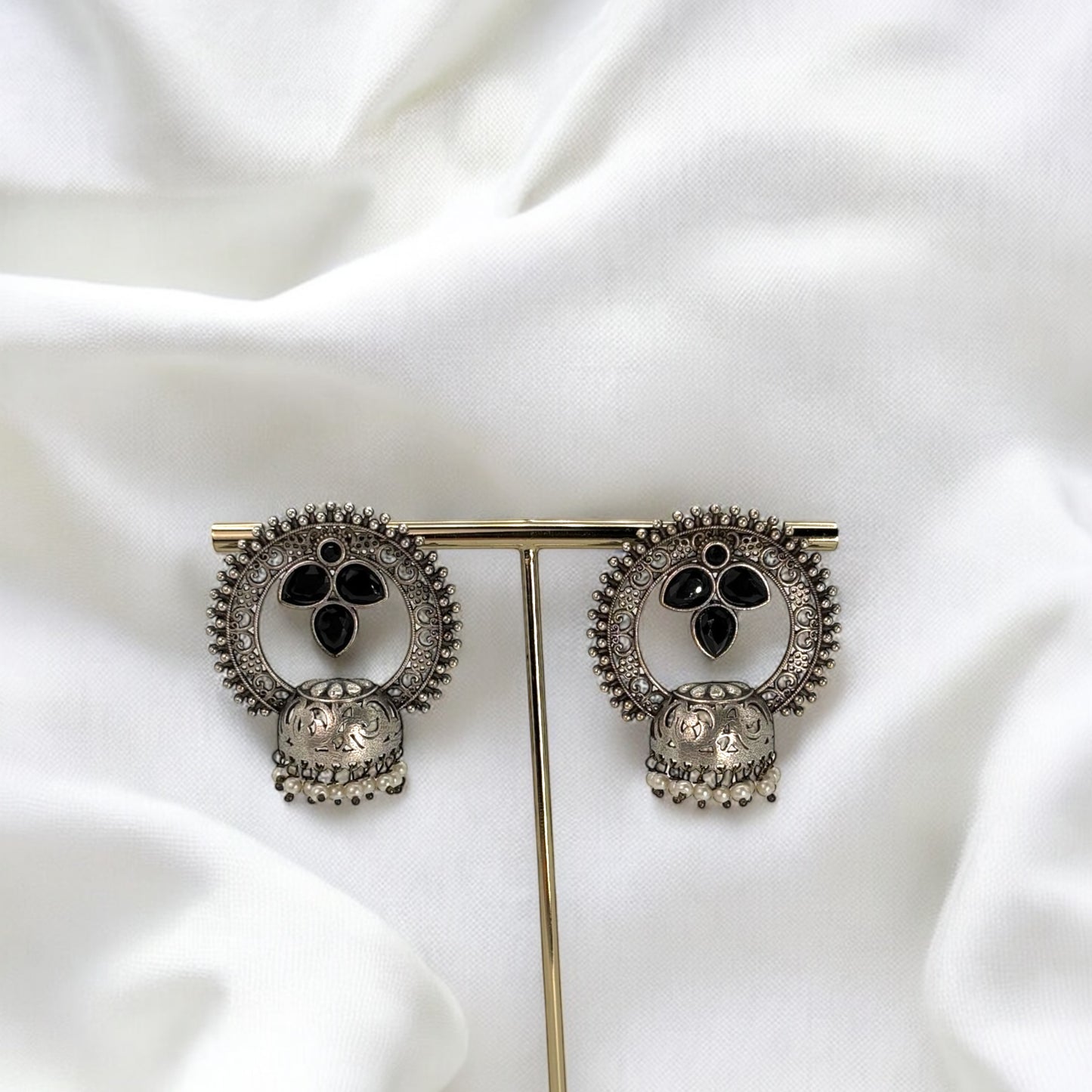 Silver oxidized earrings