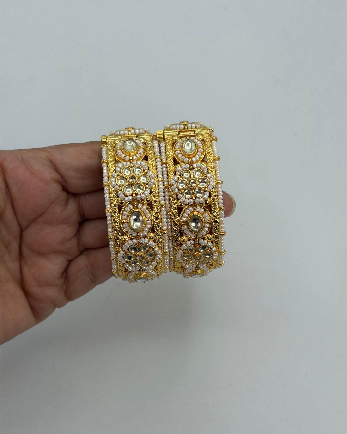 Premium quality gold plated openable kundan kadas