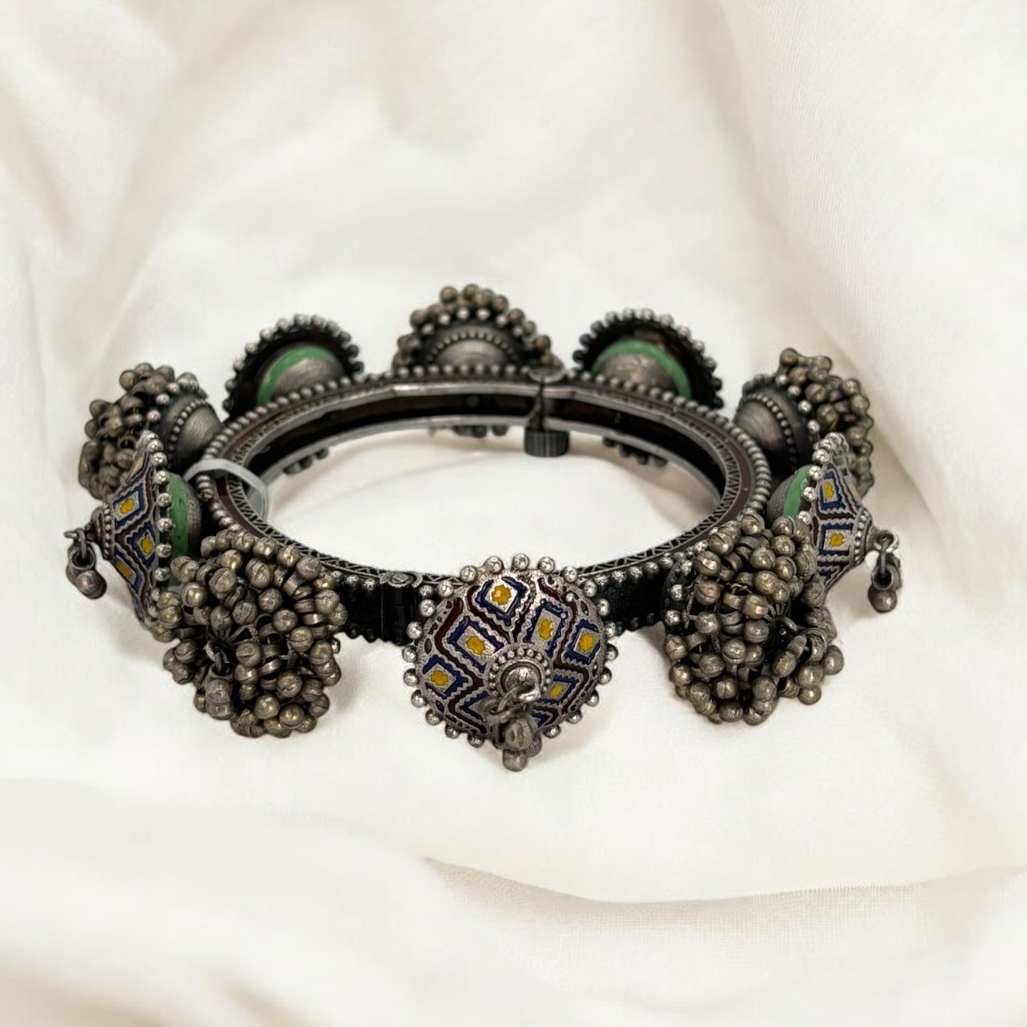 Meenakari silver oxidized openable kadas/bracelet