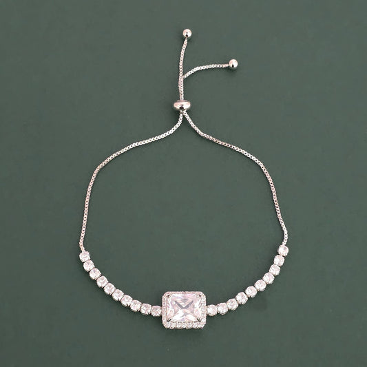 Silver plated white American Diamond adjustable bracelet.