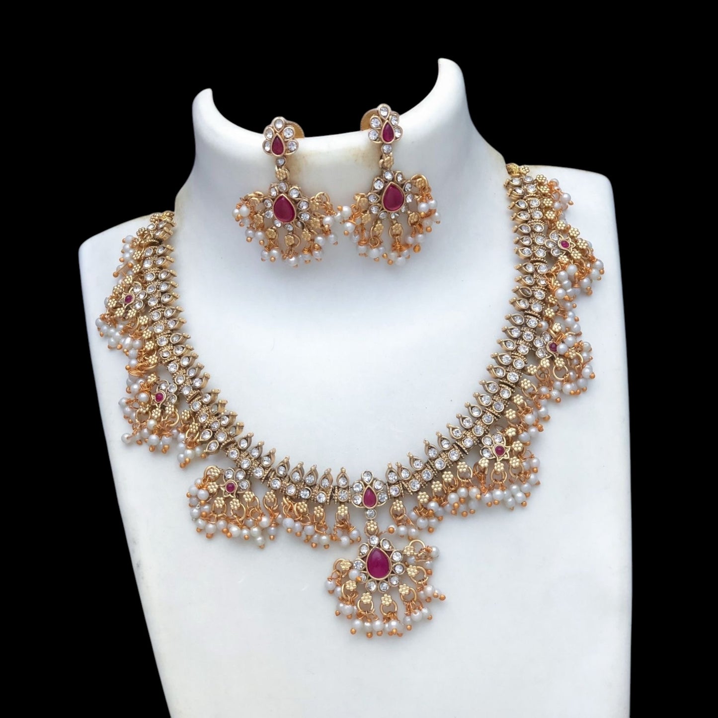 Matte finish necklace set with earrings