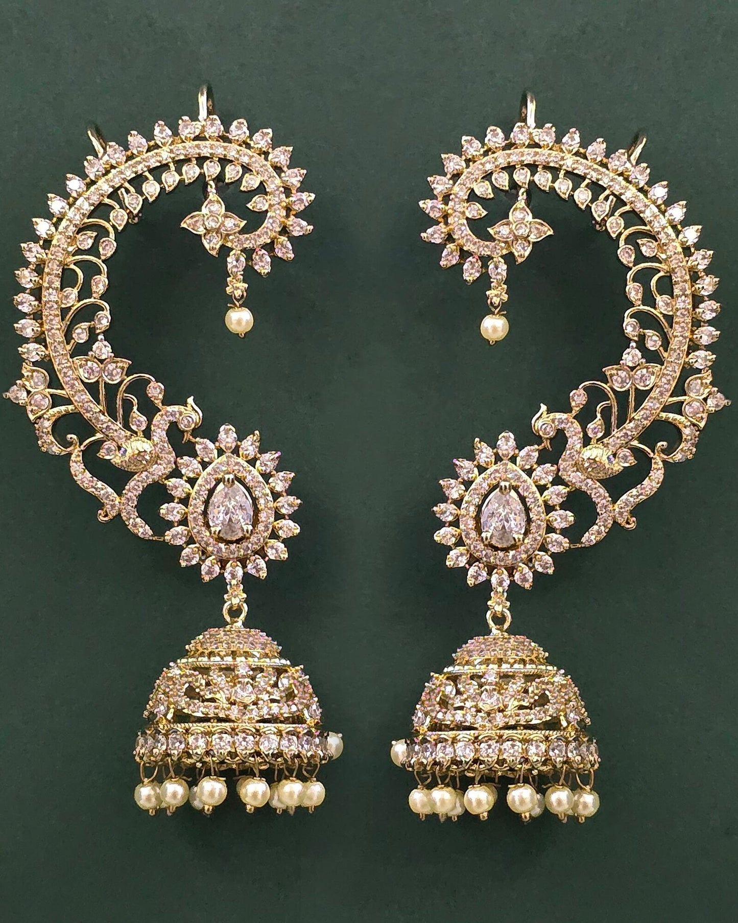 Victorian polish jhumki with earcuffs