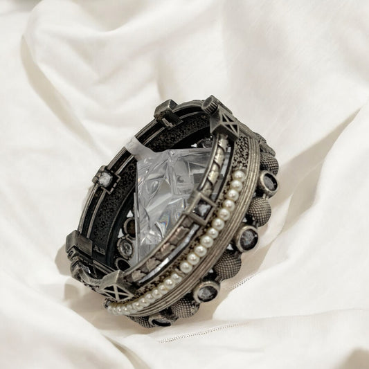 Silver oxidized openable kada/bracelet