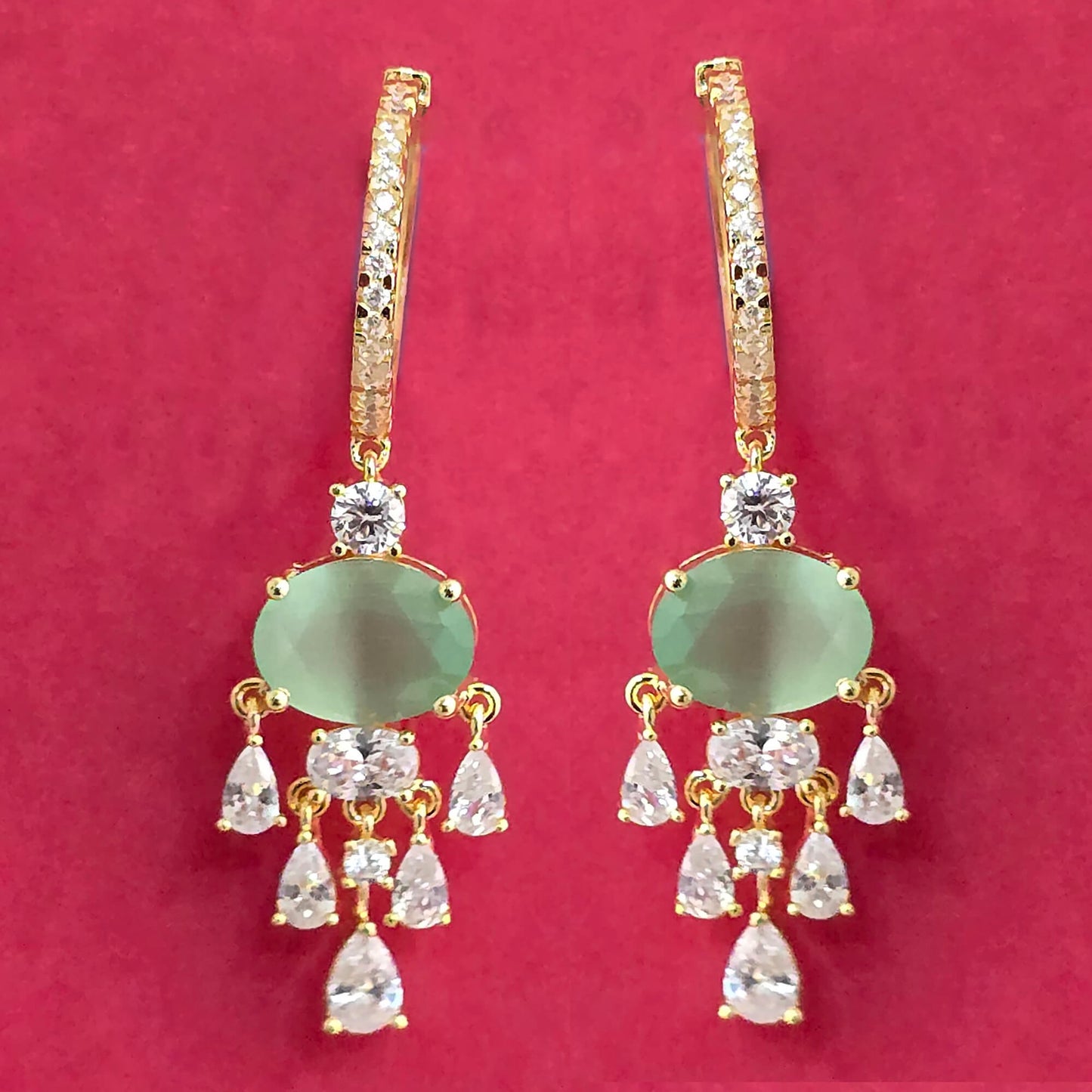 Gold plated mint green hoops