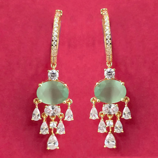 Gold plated mint green hoops