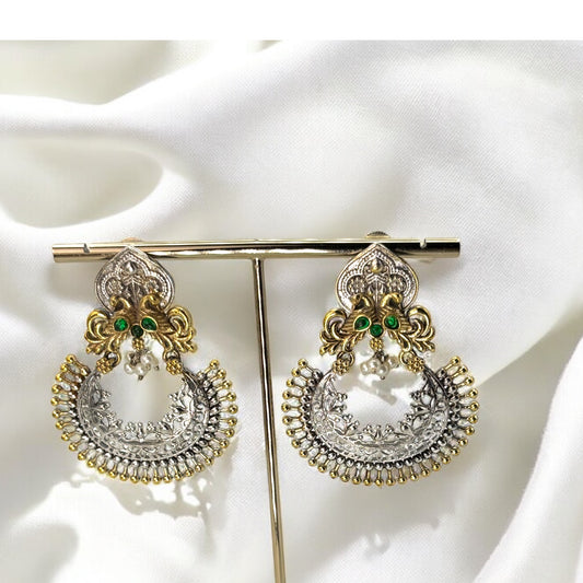 Dual tone silver earrings