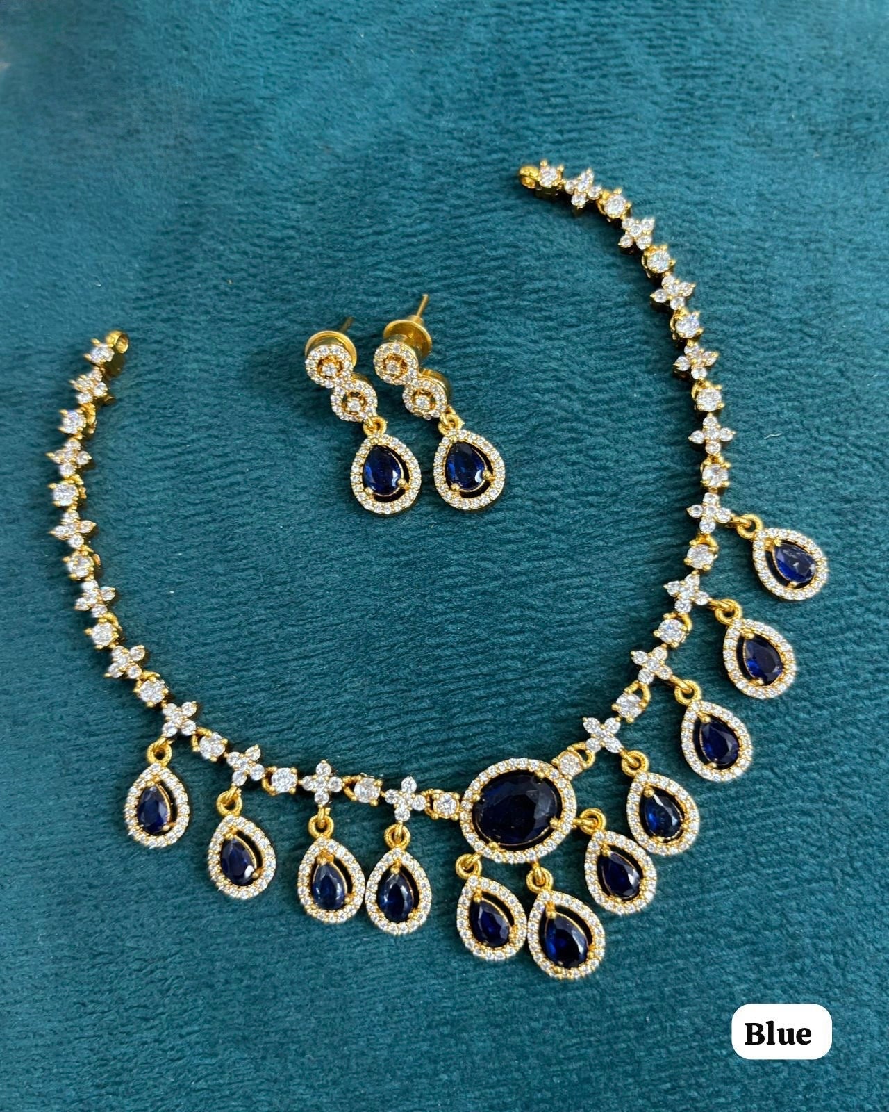 Gold plated American Diamond necklace set