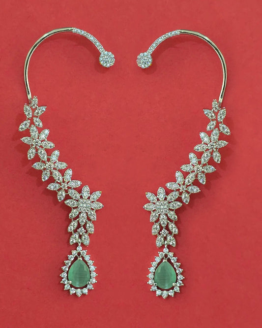 Silver American Diamond earcuffs