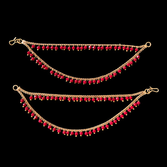 Ear chain with red stones