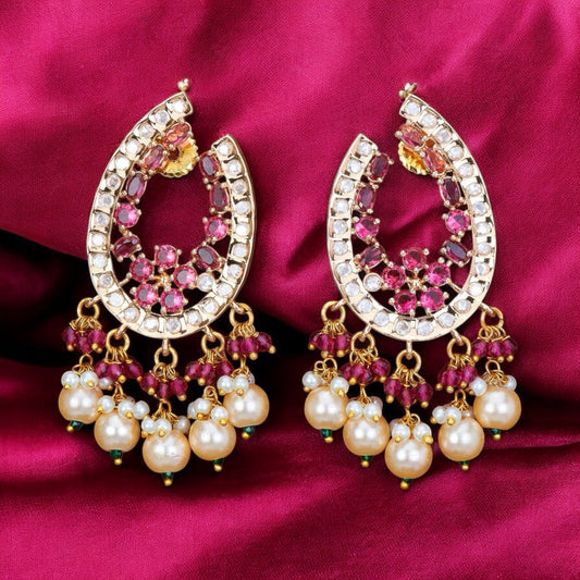 Gold plated pink earrings
