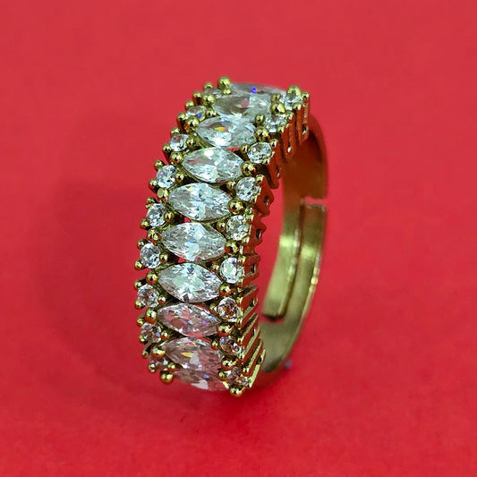 2tone mehndi plated American Diamond ring