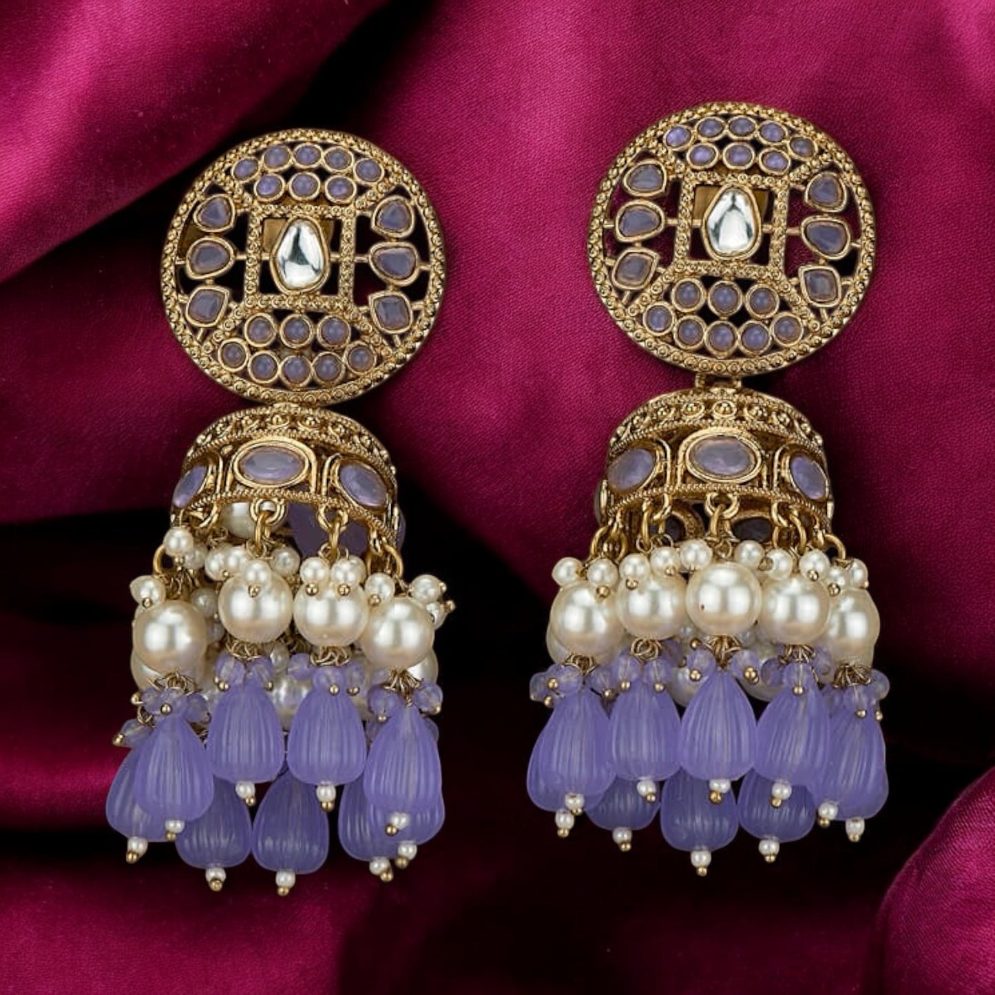 Purple beads earrings