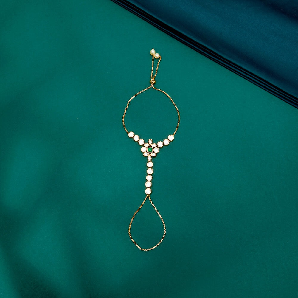 Gold plated kundan hath pan