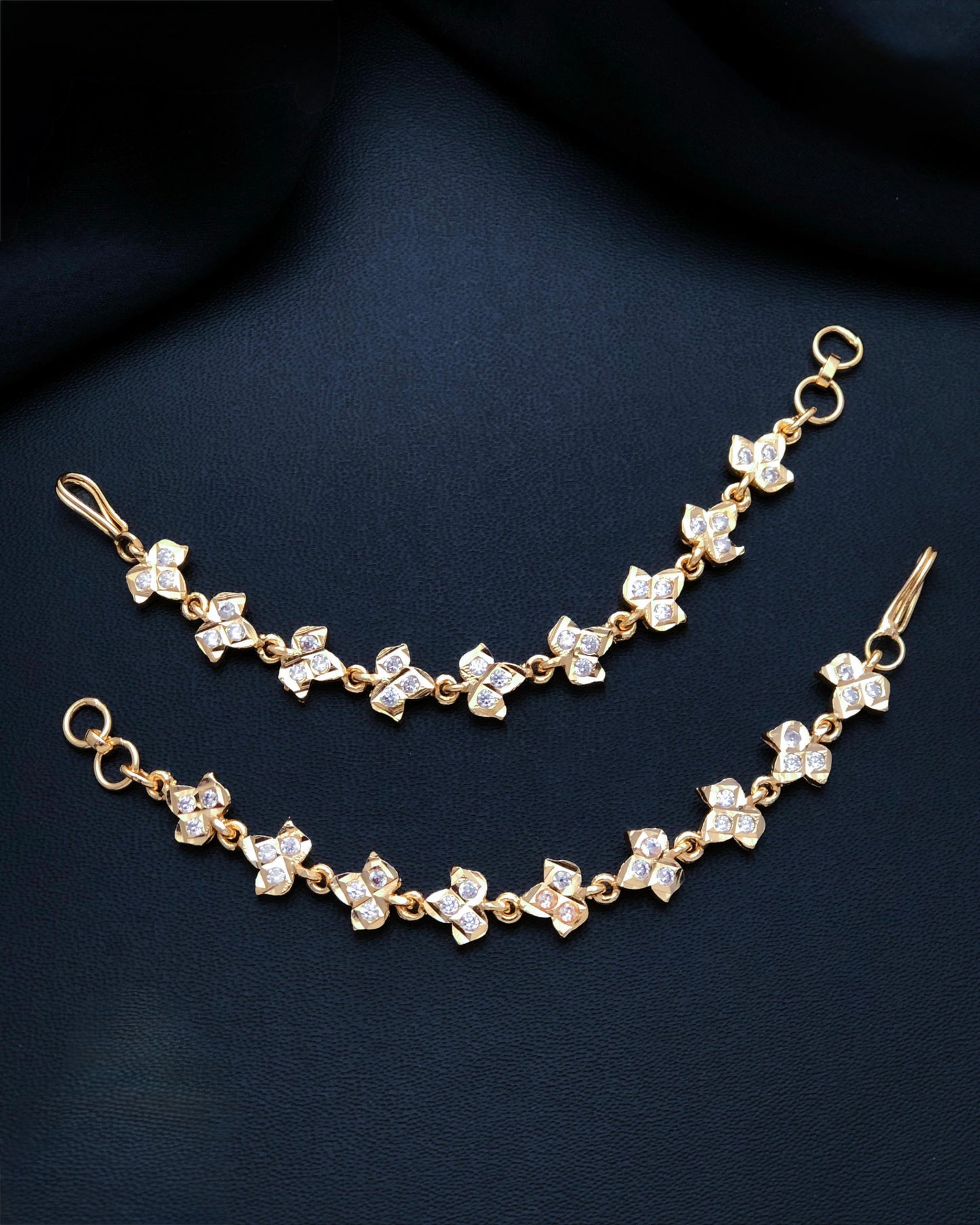 Gold plated jadau ear chains