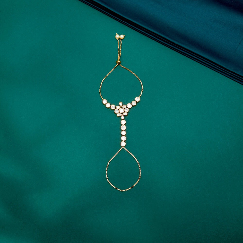 Gold plated kundan hath pan