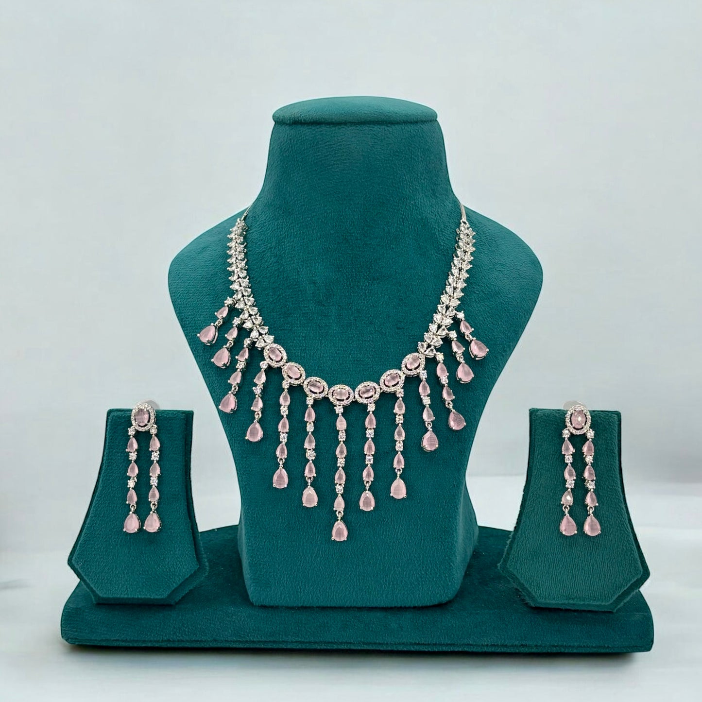 Silver American Diamond necklace set