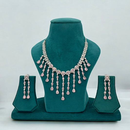 Silver American Diamond necklace set