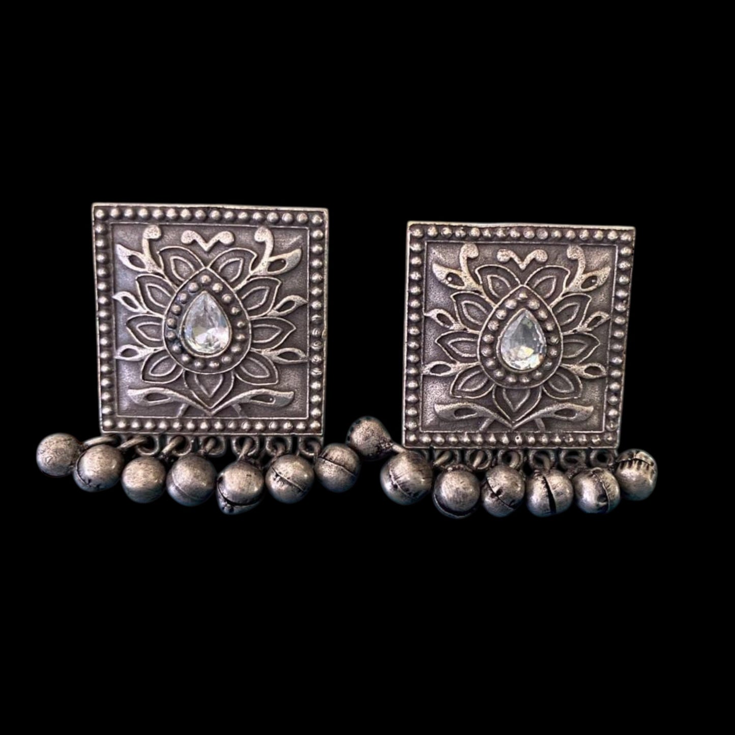 German silver oxidized big studs