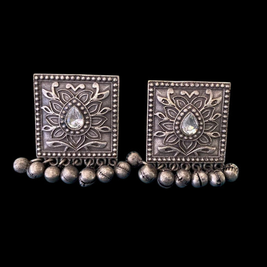 German silver oxidized big studs
