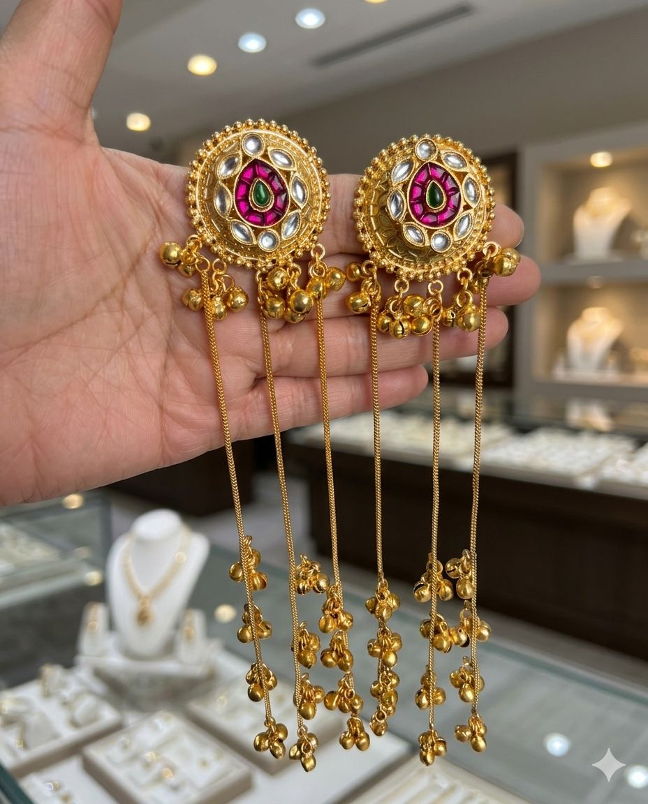 Gold plated Kashmiri earrings