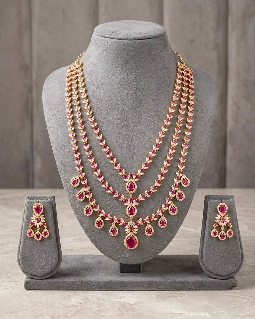 Gold plated 3layers necklace sets