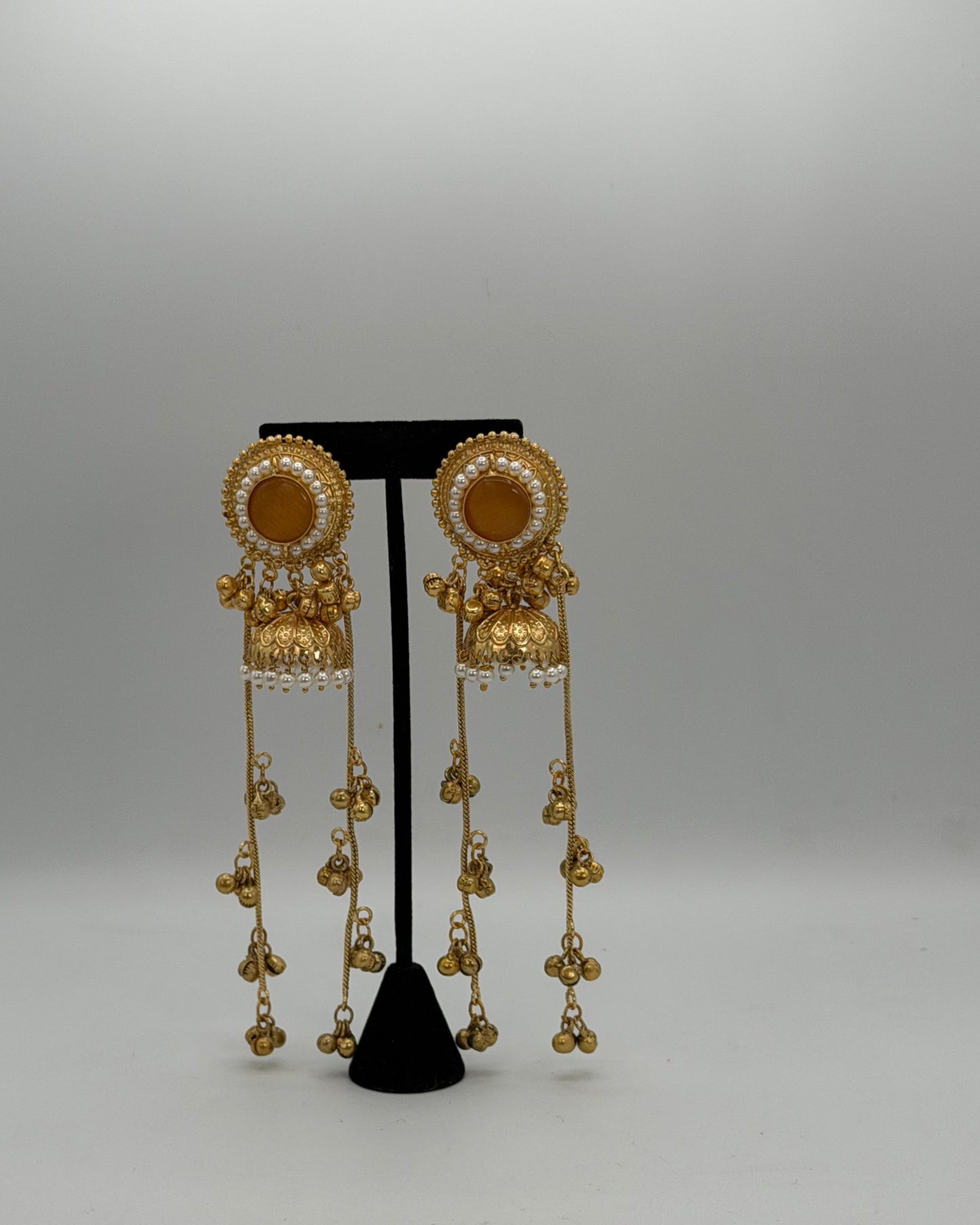 Gold plated jhumki with long ghungroo