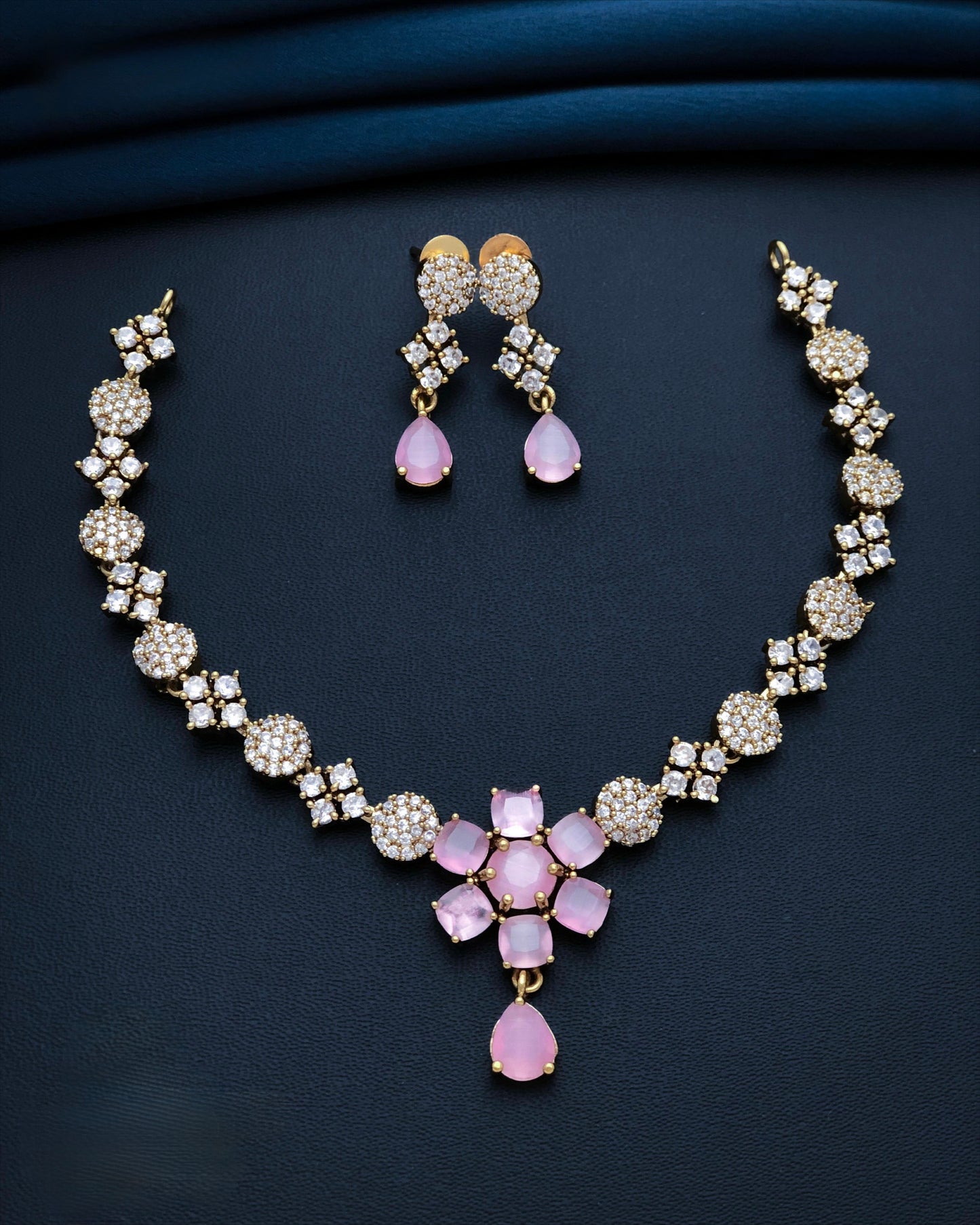 Gold plated American Diamond necklace set