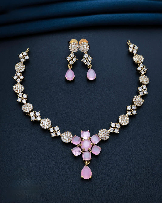 Gold plated American Diamond necklace set