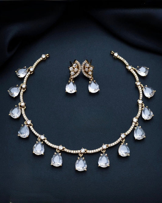 Gold plated American Diamond necklace set