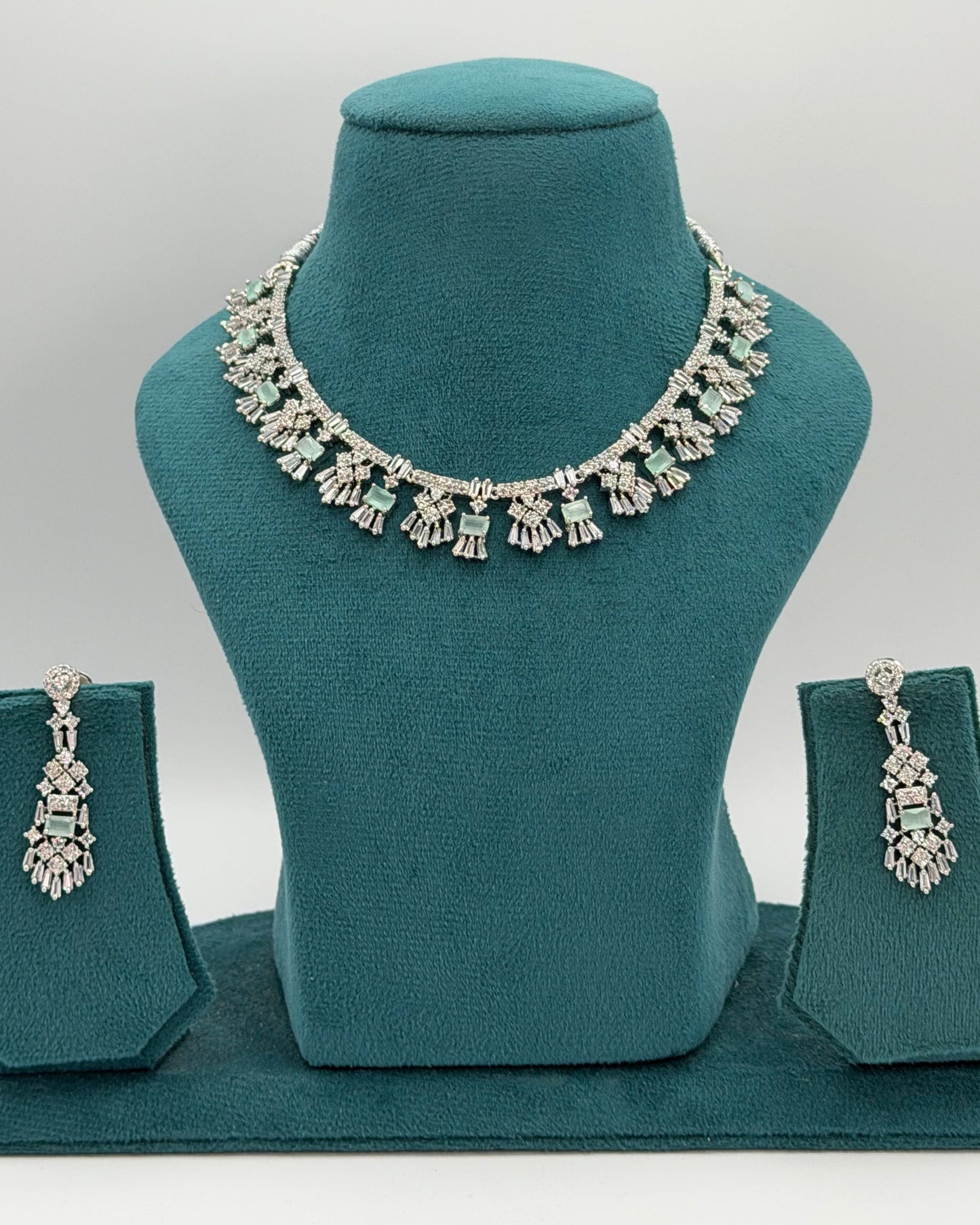 Silver American Diamond necklace set