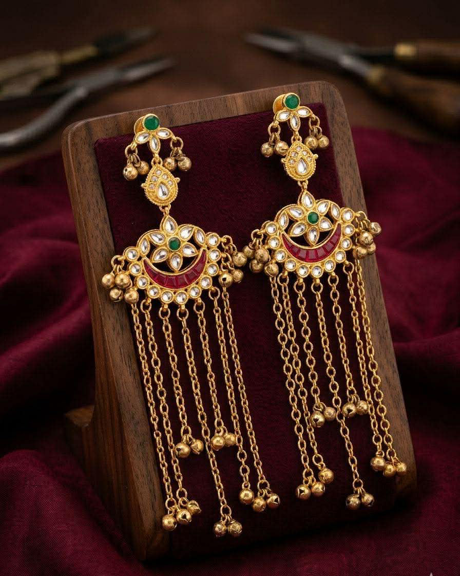 Gold plated kundan Kashmiri earrings