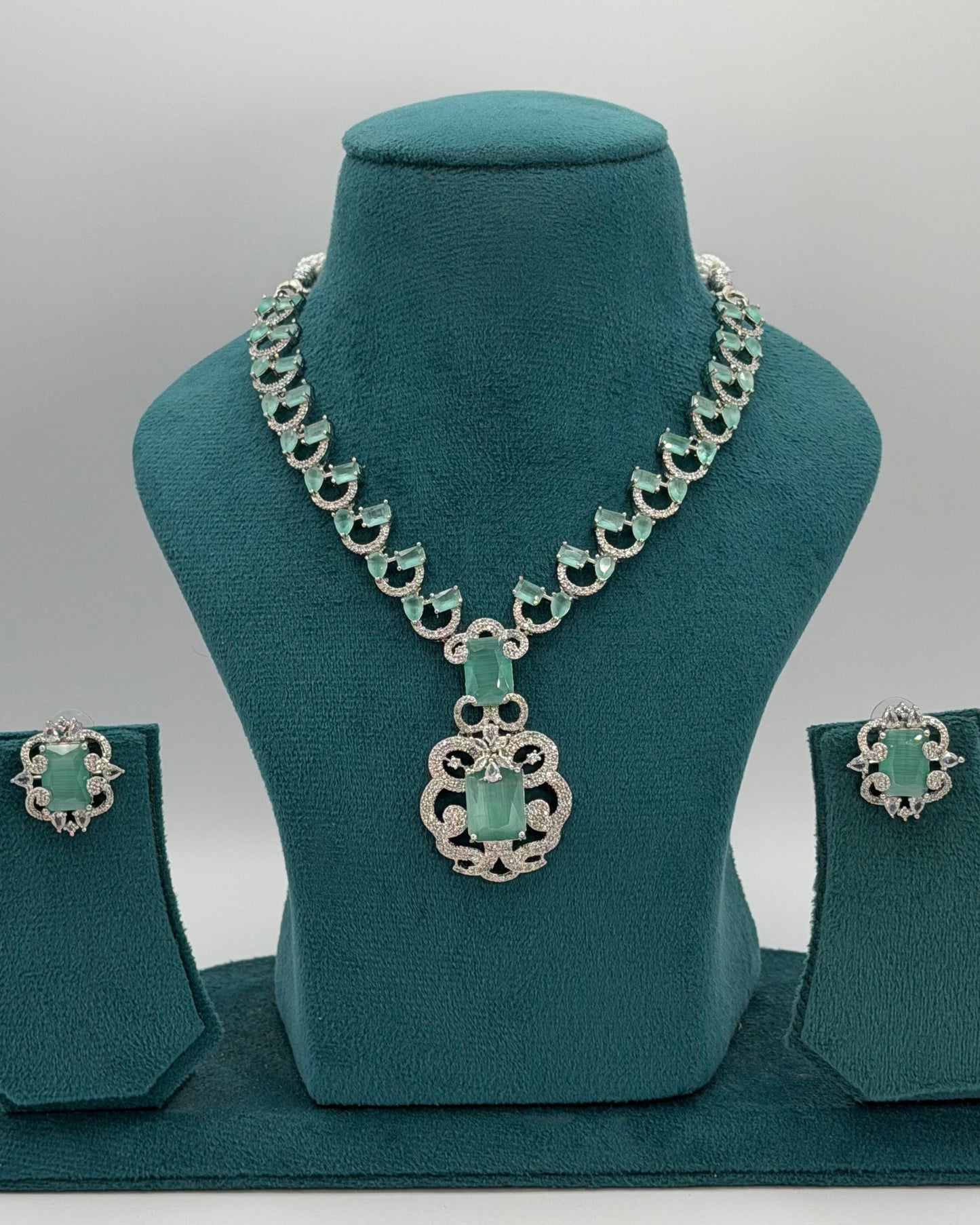 Silver American Diamond necklace set