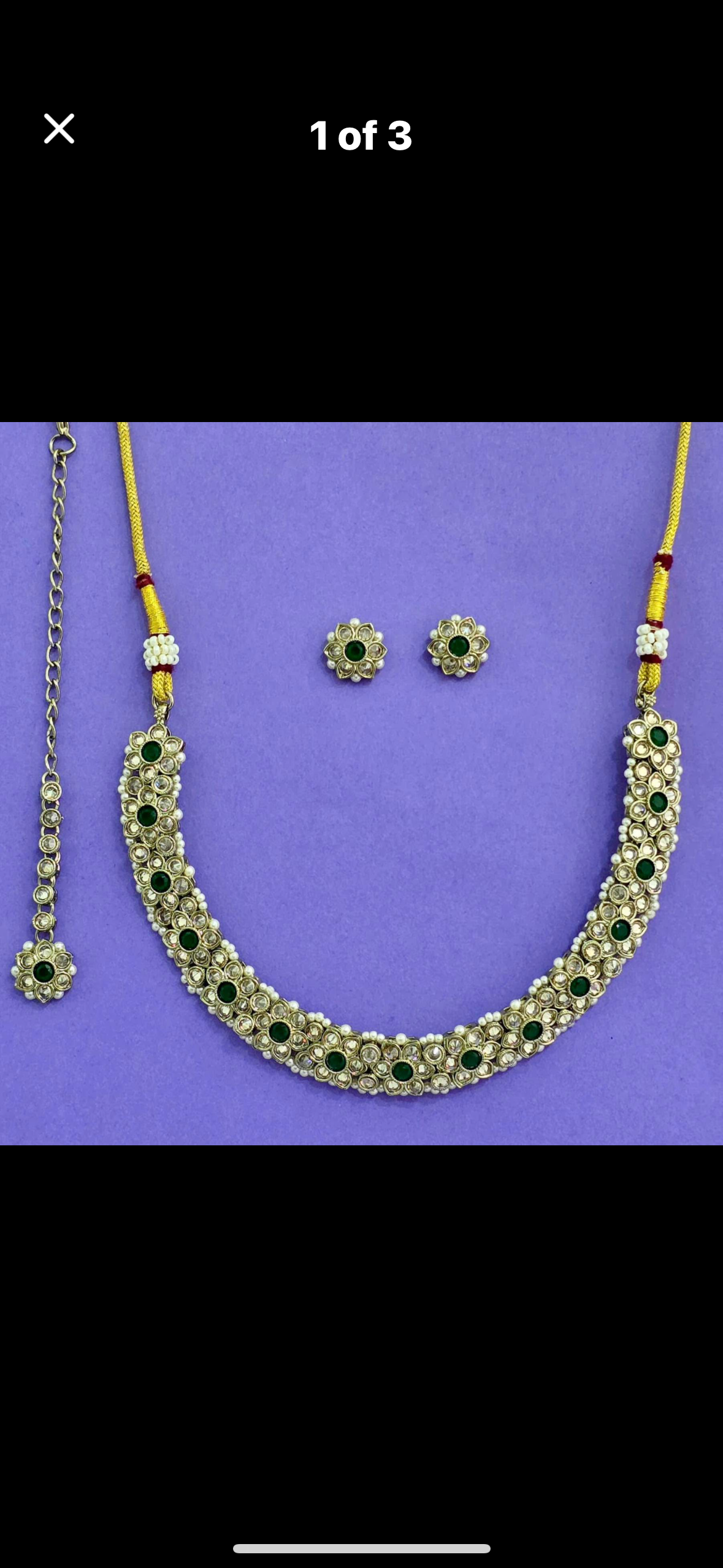 Classic polki necklace set with mehdi plating