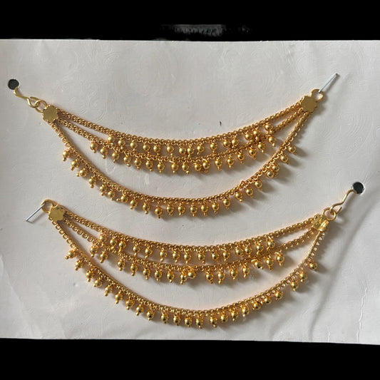 Gold plated three layer ear chain