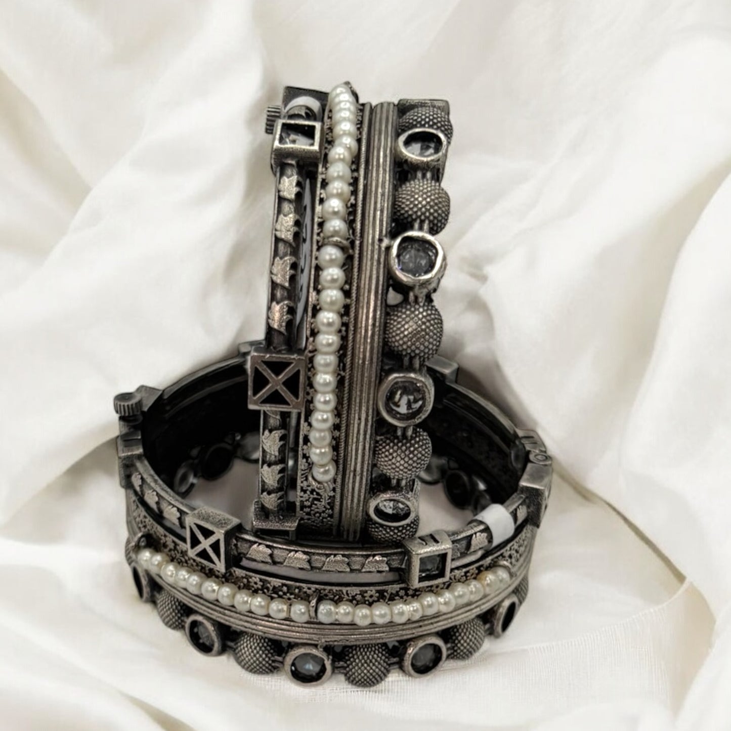 Silver oxidized openable kada/bracelet