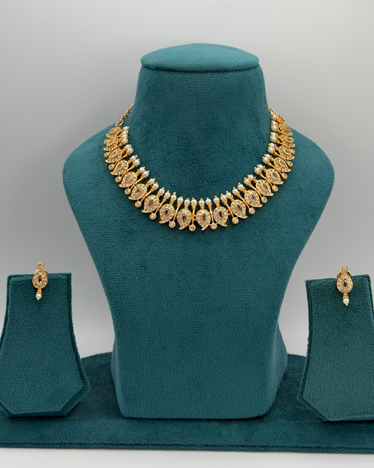 Gold plated American Diamond necklace set