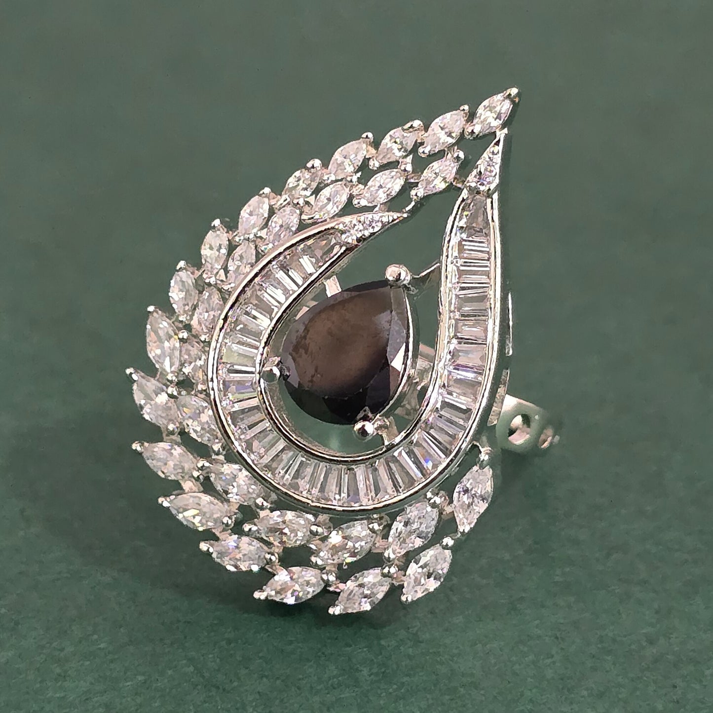 Silver American Diamond adjustable ring